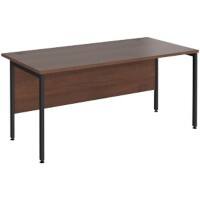 Rectangular Straight Desk Walnut Wood H-Frame Legs Black Maestro 25 1600 x 800 x 725mm