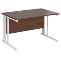 Rectangular Straight Desk Walnut Wood Cable Managed Legs White Maestro 25 1200 x 800 x 725mm