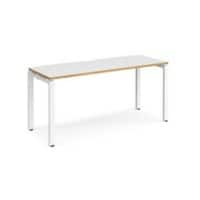 Rectangular Single Desk White/Oak Wood Straight Legs White Adapt II 1600 x 600 x 725mm