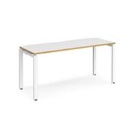 Rectangular Single Desk White/Oak Wood Straight Legs White Adapt II 1600 x 600 x 725mm
