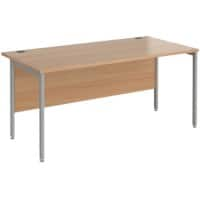 Rectangular Straight Desk Beech Wood H-Frame Legs Silver Maestro 25 1600 x 800 x 725mm