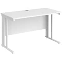 Rectangular Straight Desk White Wood Cable Managed Legs White Maestro 25 1200 x 600 x 725mm