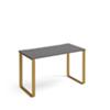Rectangular Sleigh Frame Desk Onyx Grey Wood/Metal Sleigh Legs Brass Cairo 1200 x 600 x 730mm