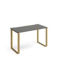 Rectangular Sleigh Frame Desk Onyx Grey Wood/Metal Sleigh Legs Brass Cairo 1200 x 600 x 730mm