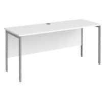 Rectangular Straight Desk White Wood H-Frame Legs Silver Maestro 25 1600 x 600 x 725mm