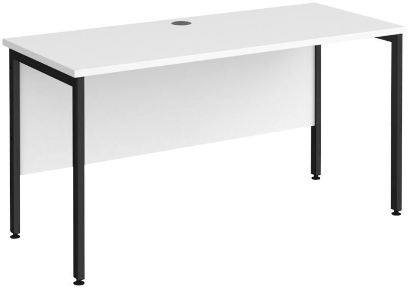 Rectangular Straight Desk White Wood H-Frame Legs Black Maestro 25 1400 x 600 x 725mm