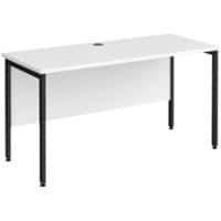Rectangular Straight Desk White Wood H-Frame Legs Black Maestro 25 1400 x 600 x 725mm