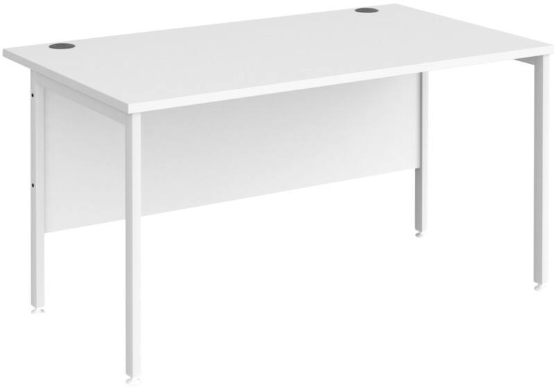 Rectangular Straight Desk White Wood H-Frame Legs White Maestro 25 1400 x 800 x 725mm
