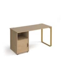 Rectangular Sleigh Frame Desk With Support Pedestal And Cupboard Door Kendal Oak Wood/Metal Sleigh Legs Brass Cairo 1400 x 600 x 730mm