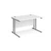 Rectangular Straight Desk White Wood Cantilever Legs Silver Maestro 25 1200 x 800 x 725mm
