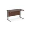 Rectangular Straight Desk Walnut Wood Cantilever Legs Silver Maestro 25 1200 x 600 x 725mm