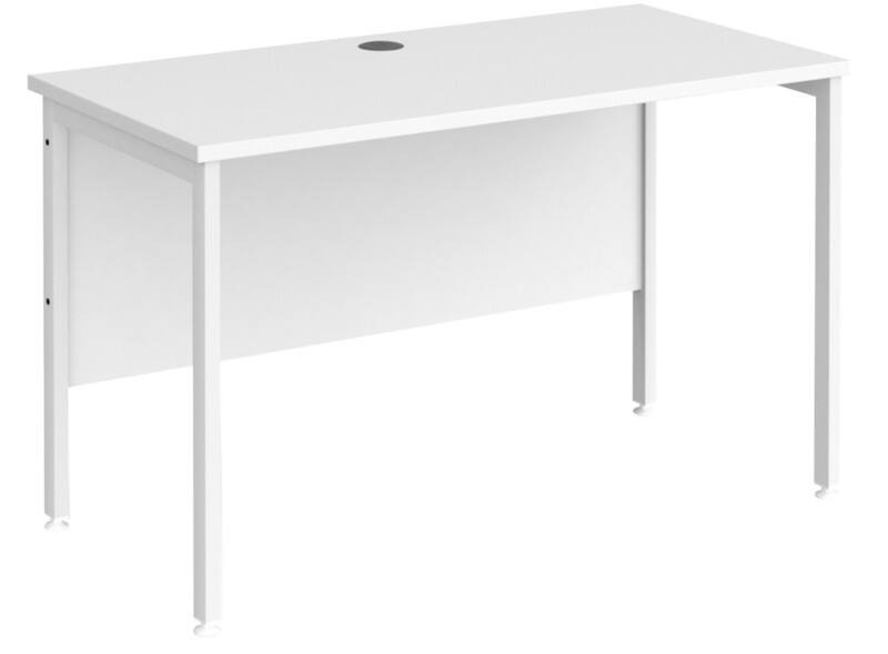Rectangular Straight Desk White Wood H-Frame Legs White Maestro 25 1200 x 600 x 725mm