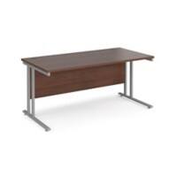 Rectangular Straight Desk Walnut Wood Cantilever Legs Silver Maestro 25 1600 x 800 x 725mm Pedestal