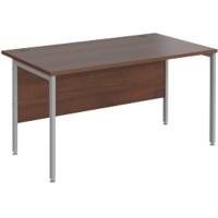 Rectangular Straight Desk Walnut Wood H-Frame Legs Silver Maestro 25 1400 x 800 x 725mm