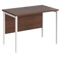 Rectangular Straight Desk Walnut Wood H-Frame Legs White Maestro 25 1000 x 600 x 725mm