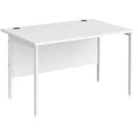 Rectangular Straight Desk White Wood H-Frame Legs White Maestro 25 1200 x 800 x 725mm