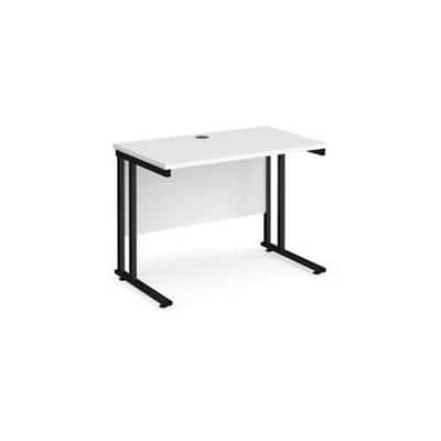 Rectangular Straight Desk with Cantilever Legs White Wood Black Maestro 25 1000 x 600 x 725mm