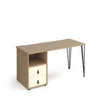 Home Office Hairpin Desk Rectangular Oak 4 Feet 1,400 (W) x 600 (D) x 730 (H) mm Metal, Wood