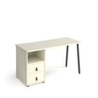 Rectangular A-frame Desk White, White Drawers Wood/Metal A-Frame Legs Charcoal Sparta 1400 x 600 x 730mm