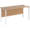 Rectangular Straight Desk Beech Wood H-Frame Legs White Maestro 25 1400 x 600 x 725mm