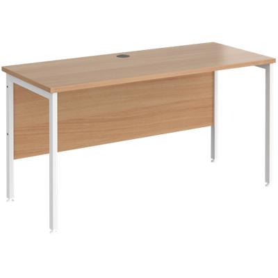 Rectangular Straight Desk Beech Wood H-Frame Legs White Maestro 25 1400 x 600 x 725mm