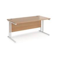 Rectangular Straight Desk with Cantilever Legs Beech Wood White Maestro 25 1600 x 800 x 725mm