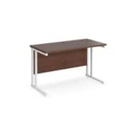 Rectangular Straight Desk with Cantilever Legs Walnut Wood White Maestro 25 1200 x 600 x 725mm