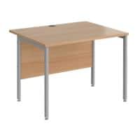 Rectangular Straight Desk Beech Wood H-Frame Legs Silver Maestro 25 1000 x 800 x 725mm
