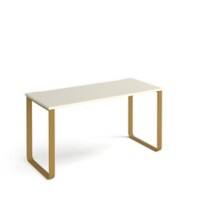 Rectangular Sleigh Frame Desk White Wood/Metal Brass Cairo 1400 x 600 x 730mm