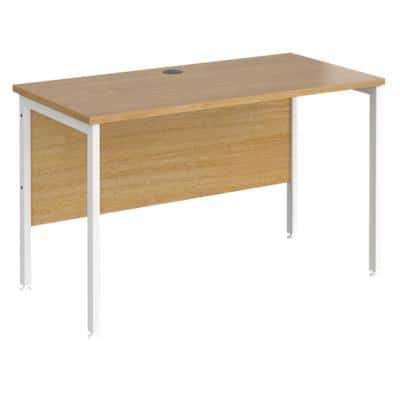 Rectangular Straight Desk Oak Wood H-Frame Legs White Maestro 25 1200 x 600 x 725mm