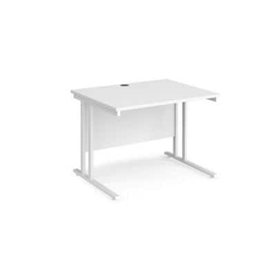 Rectangular Straight Desk White Wood Cantilever Legs White Maestro 25 1000 x 800 x 725mm