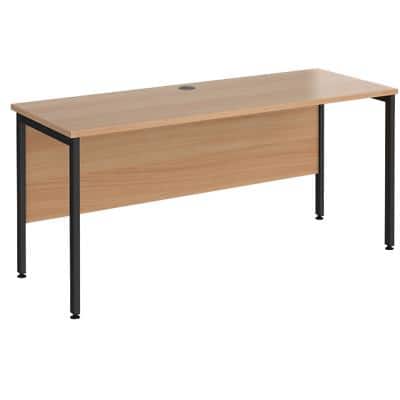Rectangular Straight Desk Beech Wood H-Frame Legs Black Maestro 25 1600 x 600 x 725mm