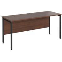 Rectangular Straight Desk Walnut Wood H-Frame Legs Black Maestro 25 1600 x 600 x 725mm