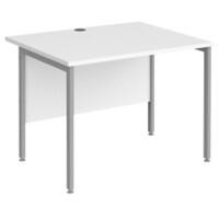 Rectangular Straight Desk White Wood H-Frame Legs Silver Maestro 25 1000 x 800 x 725mm