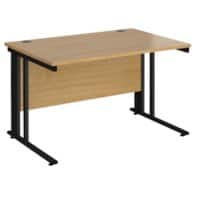 Rectangular Straight Desk Oak Wood Cable Managed Legs Black Maestro 25 1200 x 800 x 725mm