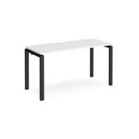 Rectangular Single Desk White Wood Straight Legs Black Adapt II 1400 x 600 x 725mm