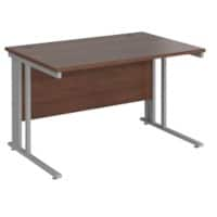 Rectangular Straight Desk Walnut Wood Cable Managed Legs Silver Maestro 25 1200 x 800 x 725mm