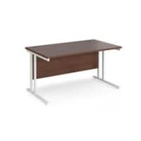 Rectangular Straight Desk Walnut Wood Cantilever Legs White Maestro 25 1400 x 800 x 725mm