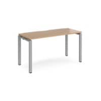 Rectangular Single Desk Beech Wood Straight Legs Silver Adapt II 1400 x 600 x 725mm