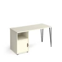 Rectangular Hairpin Desk White, White Door Wood/Metal Hairpin Legs Black Tikal 1400 x 600 x 730mm