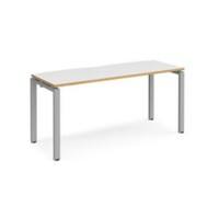 Rectangular Single Desk White/Oak Wood Straight Legs Silver Adapt II 1600 x 600 x 725mm