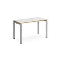 Rectangular Single Desk White/Oak Wood Straight Legs Silver Adapt II 1200 x 600 x 725mm