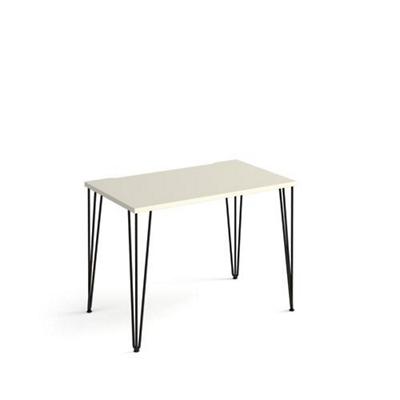 Rectangular Hairpin Desk White Wood/Metal Hairpin Legs Black Tikal 1000 x 600 x 730mm