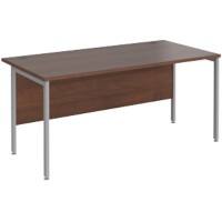 Rectangular Straight Desk Walnut Wood H-Frame Legs Silver Maestro 25 1600 x 800 x 725mm