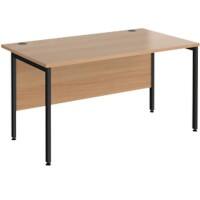 Rectangular Straight Desk Beech Wood H-Frame Legs Black Maestro 25 1400 x 800 x 725mm