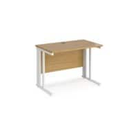 Rectangular Straight Desk Oak Wood Cable Managed Legs White Maestro 25 1000 x 600 x 725mm