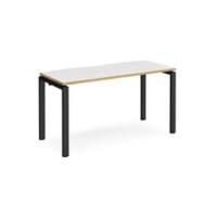 Rectangular Single Desk White/Oak Wood Straight Legs Black Adapt II 1400 x 600 x 725mm