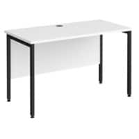 Rectangular Straight Desk White Wood H-Frame Legs Black Maestro 25 1200 x 600 x 725mm