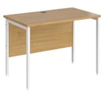 Rectangular Straight Desk Oak Wood H-Frame Legs White Maestro 25 1000 x 600 x 725mm