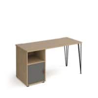 Rectangular Hairpin Desk Kendal Oak, Onyx Grey Door Wood/Metal Hairpin Legs Black Tikal 1400 x 600 x 730mm